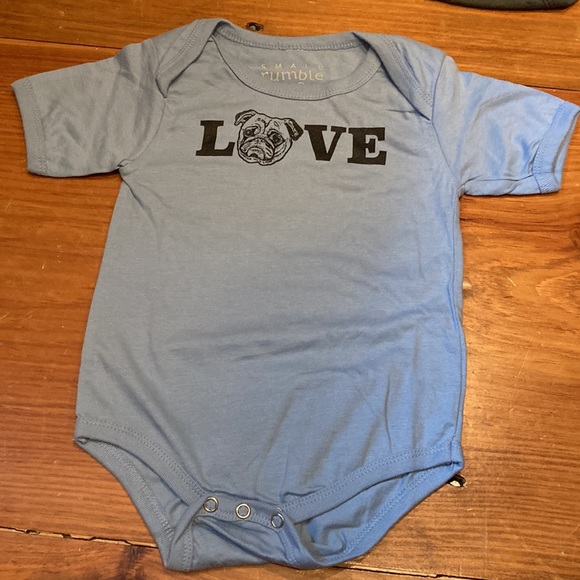 NWOT! SMALL RUMBLE 12-18M Pug Screen Printed Body Suit SS Unisex - Picture 3 of 14